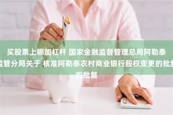 买股票上哪加杠杆 国家金融监督管理总局阿勒泰监管分局关于 核准阿勒泰农村商业银行股权变更的批复